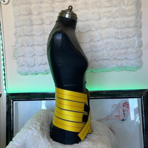 HANDCRAFTED Yellow and Black Wide Belt by me with leather edging main image 11